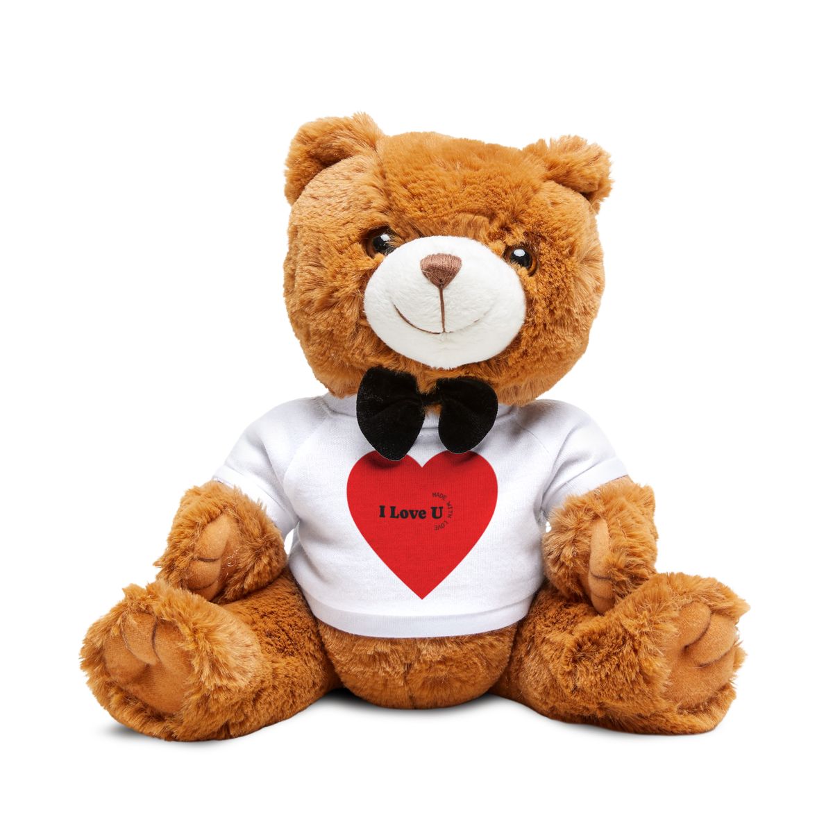 Plush Teddy Bear with Heart T‑Shirt — Cute Gift for Kids & Valentines