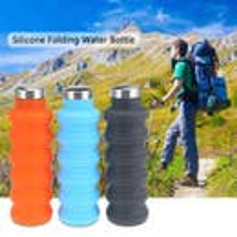 Collapsible Silicone Water Bottle Black